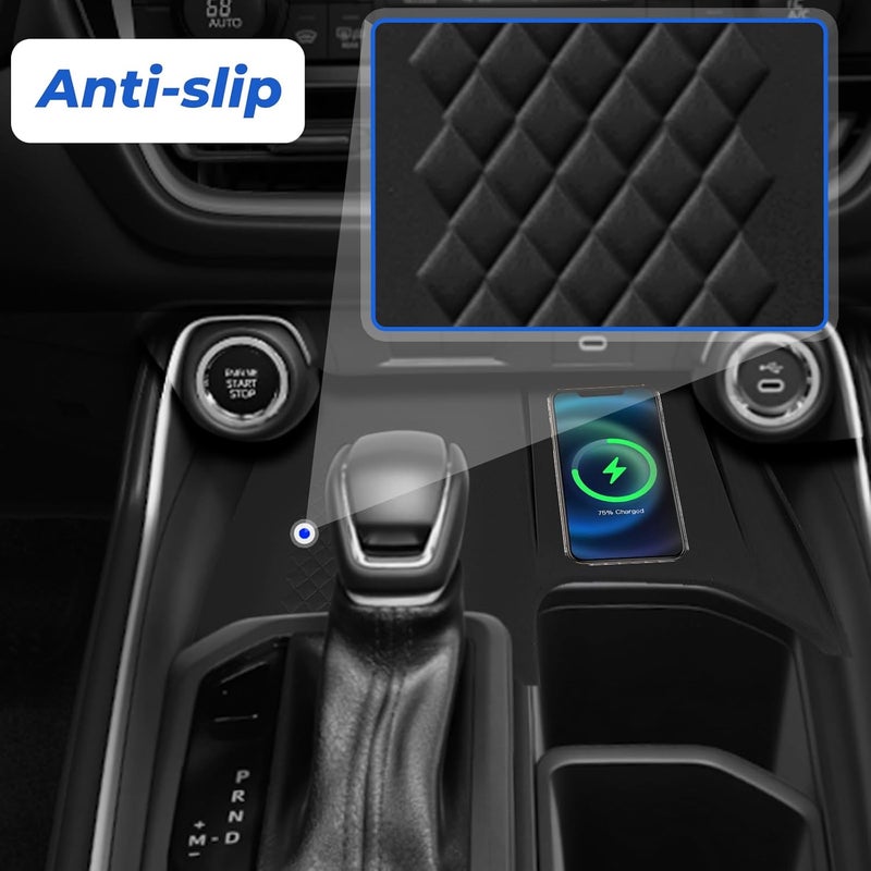 Abystar Wireless Charging Anti-Slip Mat for Grand Highlander 2024 2025 2026, Black Silicone Protective Pad Liners for Grand Highlander Accessories - Image 2
